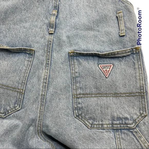 GUESS JEANS Vintage Y2K 90’s GEORGE Marciano Light Wash Denim Jean Overalls SZ 2 Shorts